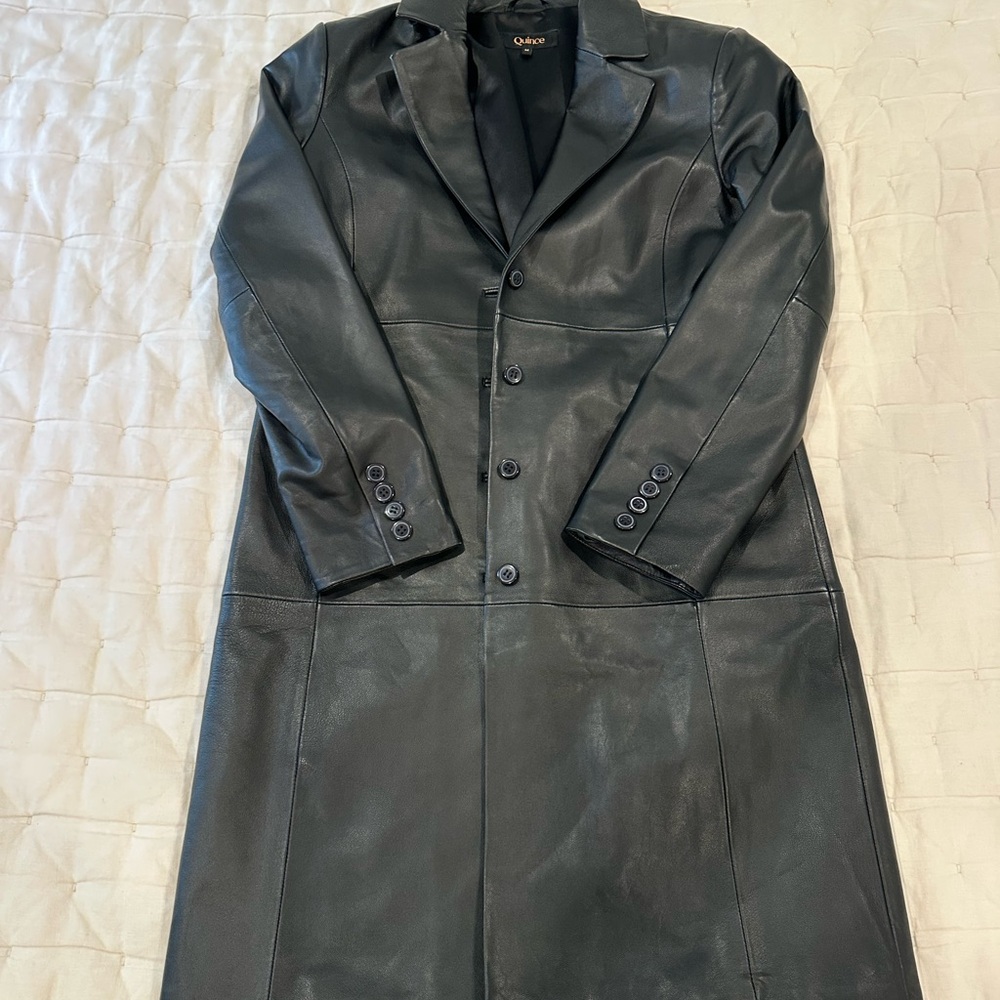 Quince 100% Leather Trench Coat - M